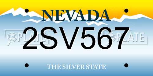2SV567 Nevada License Plate