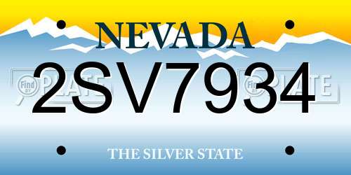 2SV7934 Nevada License Plate