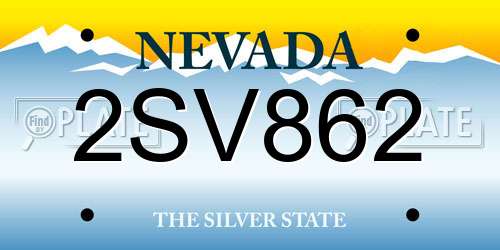 2SV862 Nevada License Plate