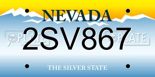 2SV867 Nevada License Plate