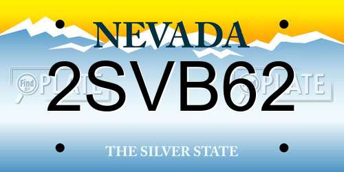 2SVB62 Nevada License Plate