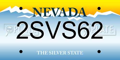2SVS62 Nevada License Plate
