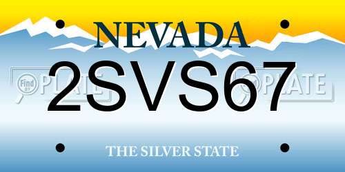 2SVS67 Nevada License Plate