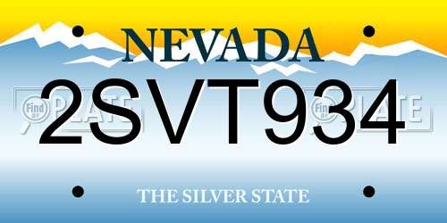 2SVT934 Nevada License Plate