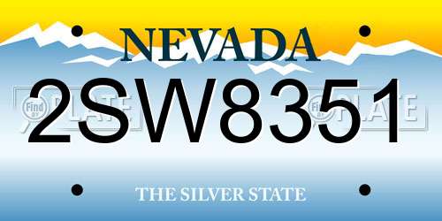2SW8351 Nevada License Plate