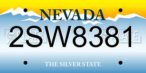 2SW8381 Nevada License Plate