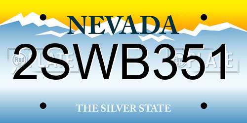 2SWB351 Nevada License Plate