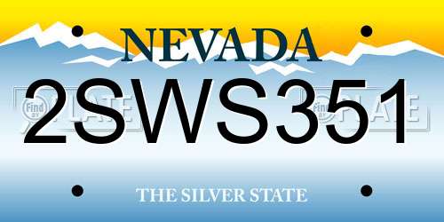 2SWS351 Nevada License Plate