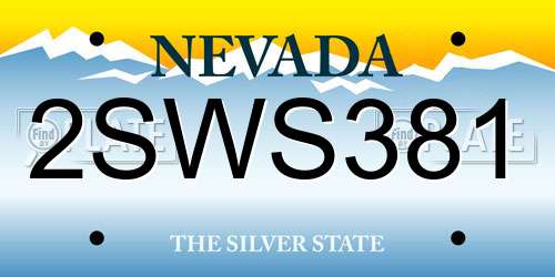 2SWS381 Nevada License Plate