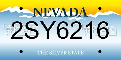 2SY6216 Nevada License Plate