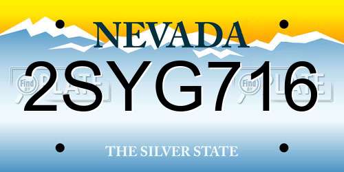 2SYG716 Nevada License Plate