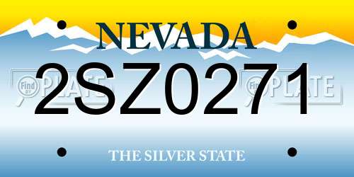 2SZ0271 Nevada License Plate