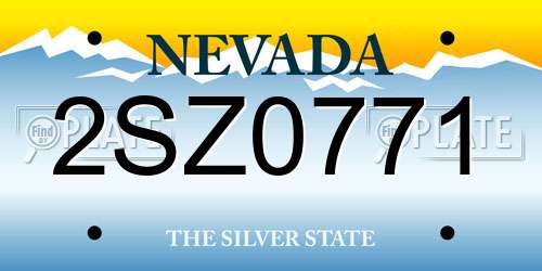 2SZ0771 Nevada License Plate