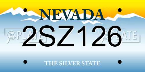 2SZ126 Nevada License Plate