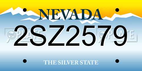 2SZ2579 Nevada License Plate