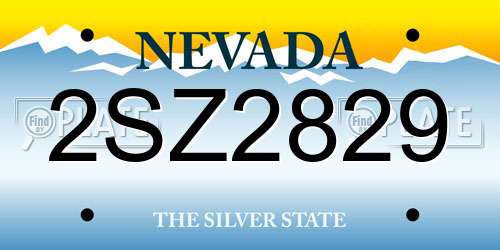 2SZ2829 Nevada License Plate