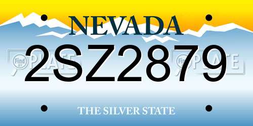 2SZ2879 Nevada License Plate