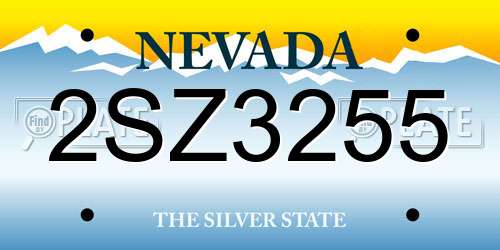 2SZ3255 Nevada License Plate