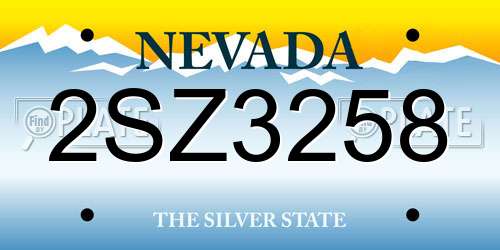 2SZ3258 Nevada License Plate