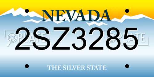 2SZ3285 Nevada License Plate