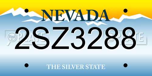 2SZ3288 Nevada License Plate