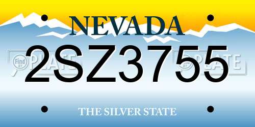 2SZ3755 Nevada License Plate