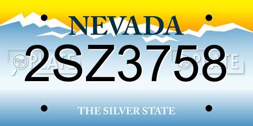 2SZ3758 Nevada License Plate