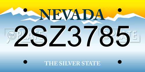 2SZ3785 Nevada License Plate