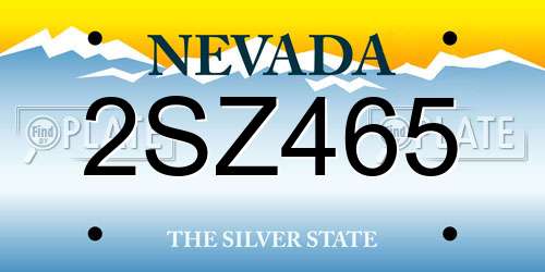 2SZ465 Nevada License Plate