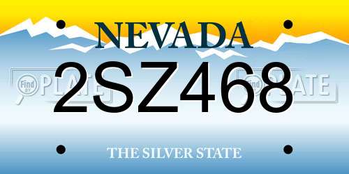 2SZ468 Nevada License Plate