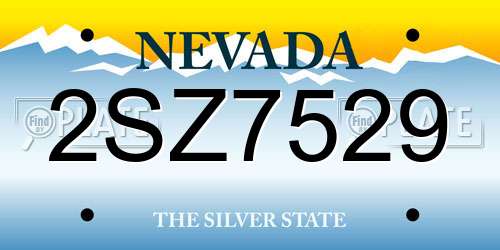 2SZ7529 Nevada License Plate