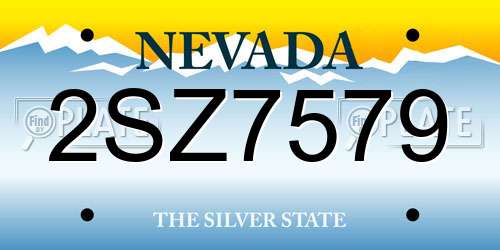2SZ7579 Nevada License Plate