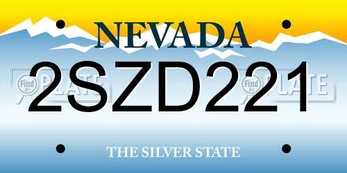 2SZD221 Nevada License Plate