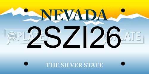 2SZI26 Nevada License Plate