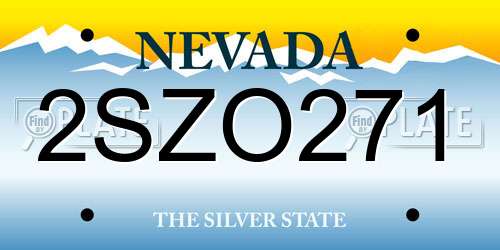 2SZO271 Nevada License Plate