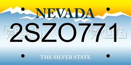 2SZO771 Nevada License Plate