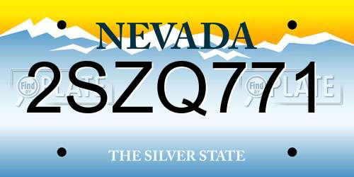 2SZQ771 Nevada License Plate