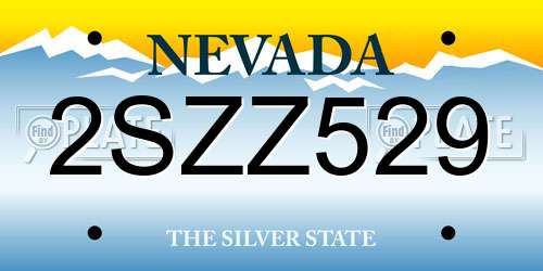2SZZ529 Nevada License Plate