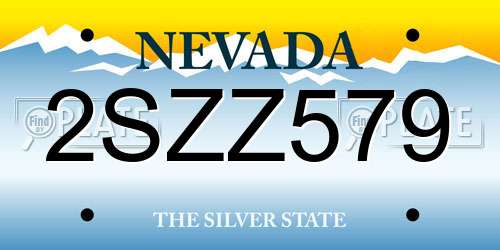2SZZ579 Nevada License Plate