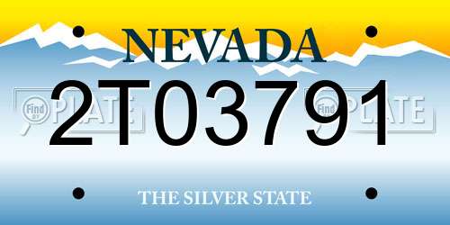 2T03791 Nevada License Plate