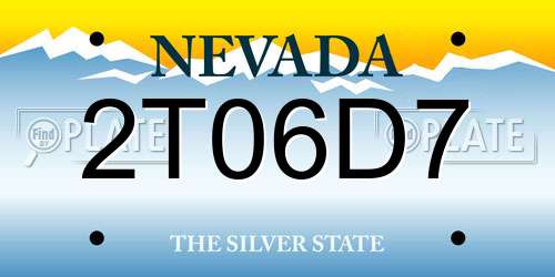 2T06D7 Nevada License Plate