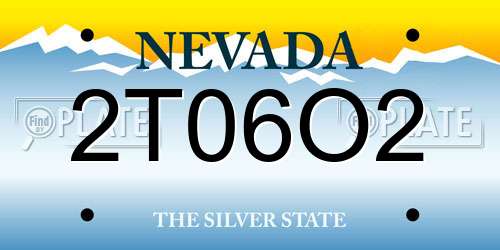 2T06O2 Nevada License Plate