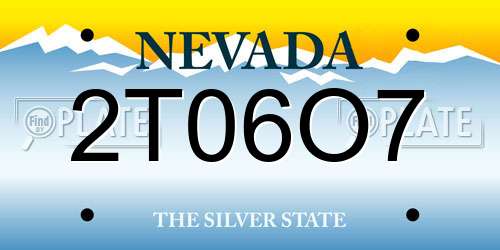 2T06O7 Nevada License Plate