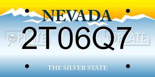 2T06Q7 Nevada License Plate