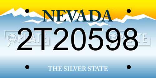 2T20598 Nevada License Plate