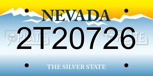 2T20726 Nevada License Plate