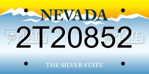 2T20852 Nevada License Plate
