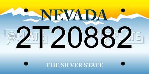 2T20882 Nevada License Plate