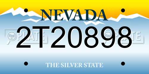 2T20898 Nevada License Plate