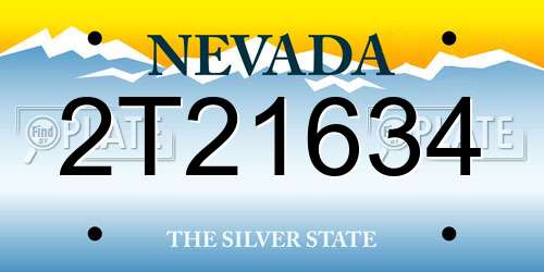2T21634 Nevada License Plate